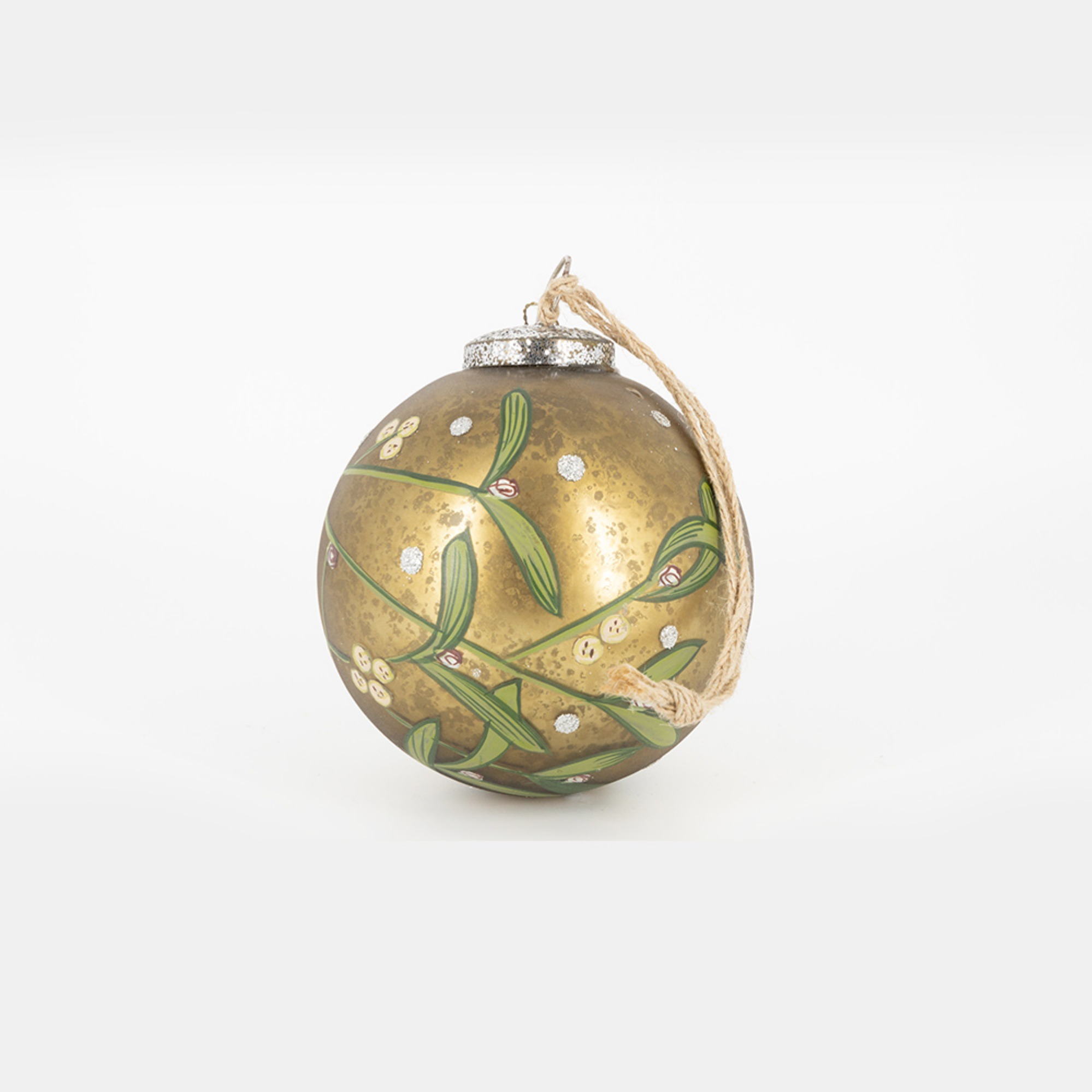 WALTHER&amp;CO Baubles, Gold Ball With Mistletoe 12 cm