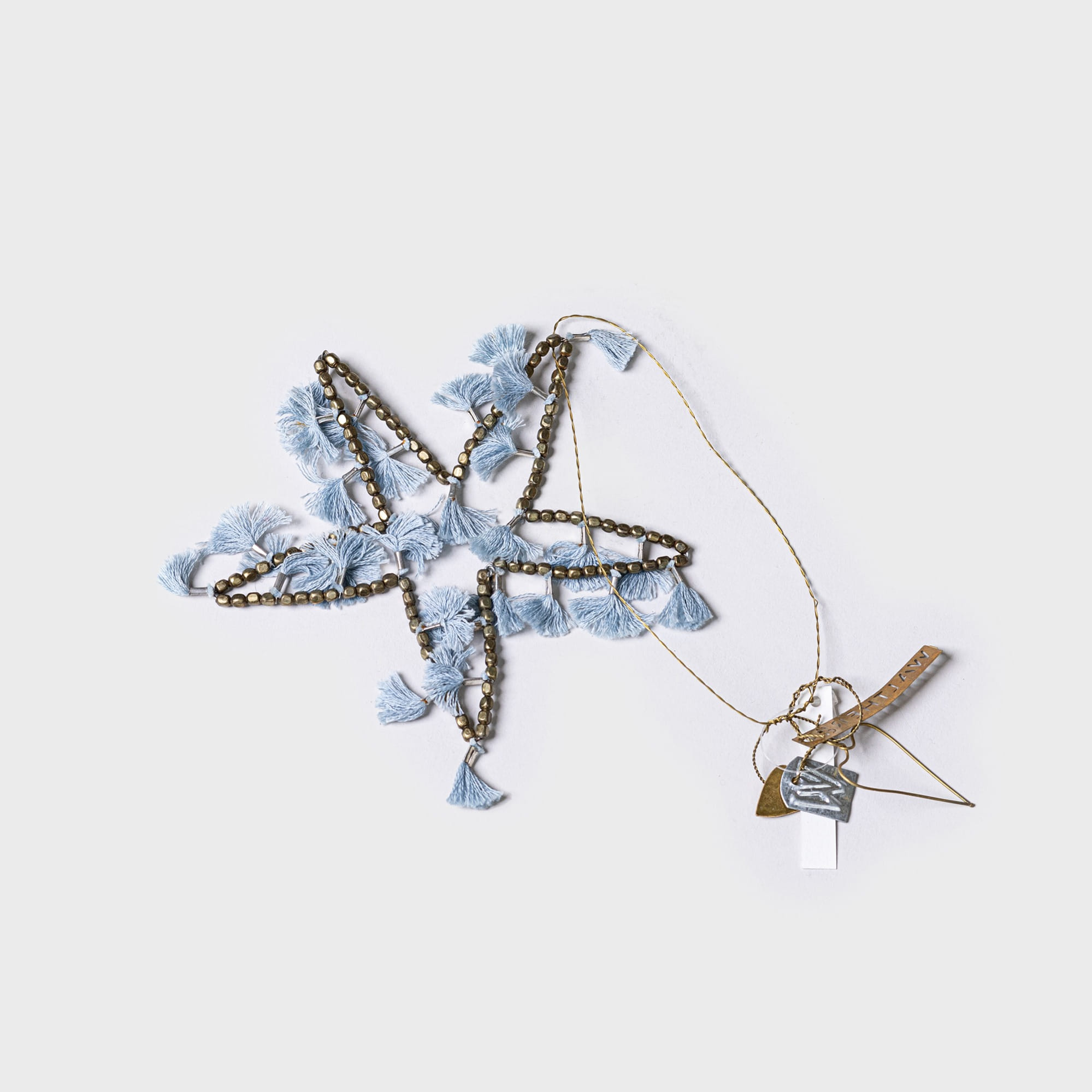 WALTHER&amp;CO Hanging Star, Star - Brass/Grey Tassel 15 cm