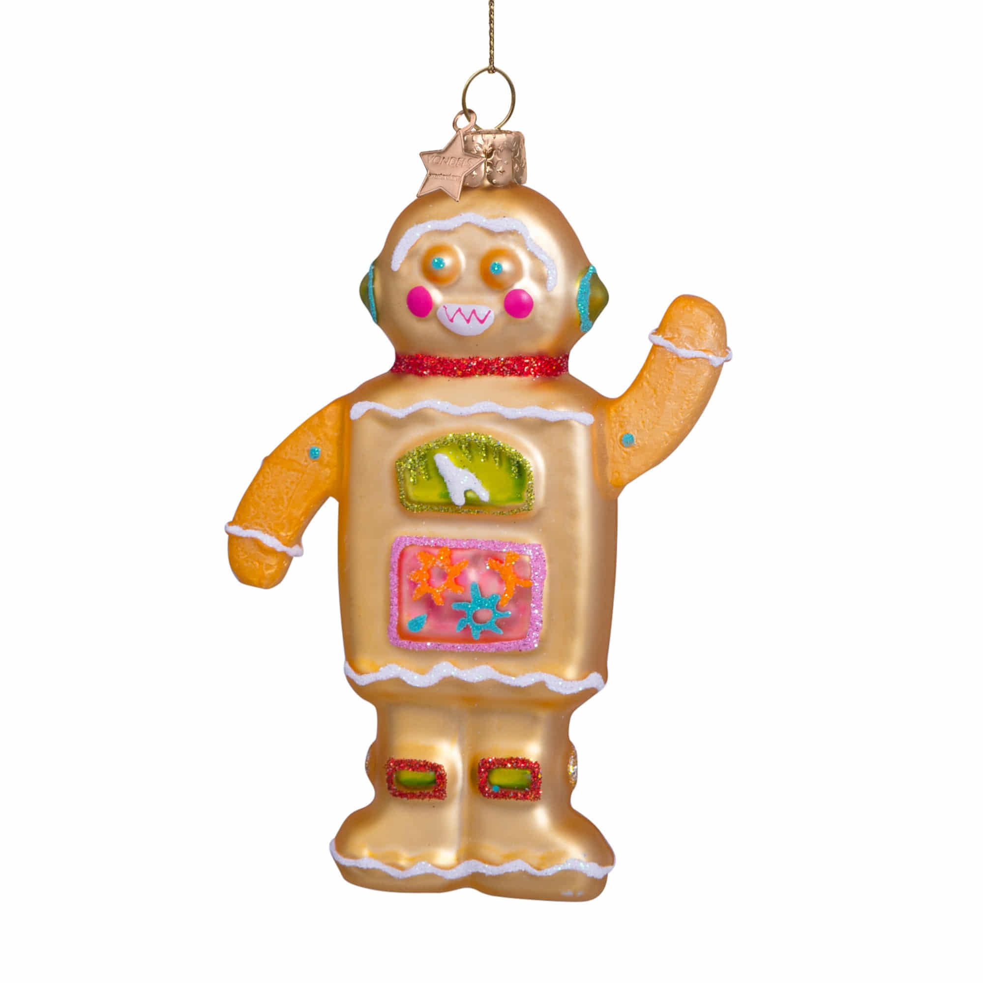 VONDELS Ornament Glass Gingerbread Robot Boy