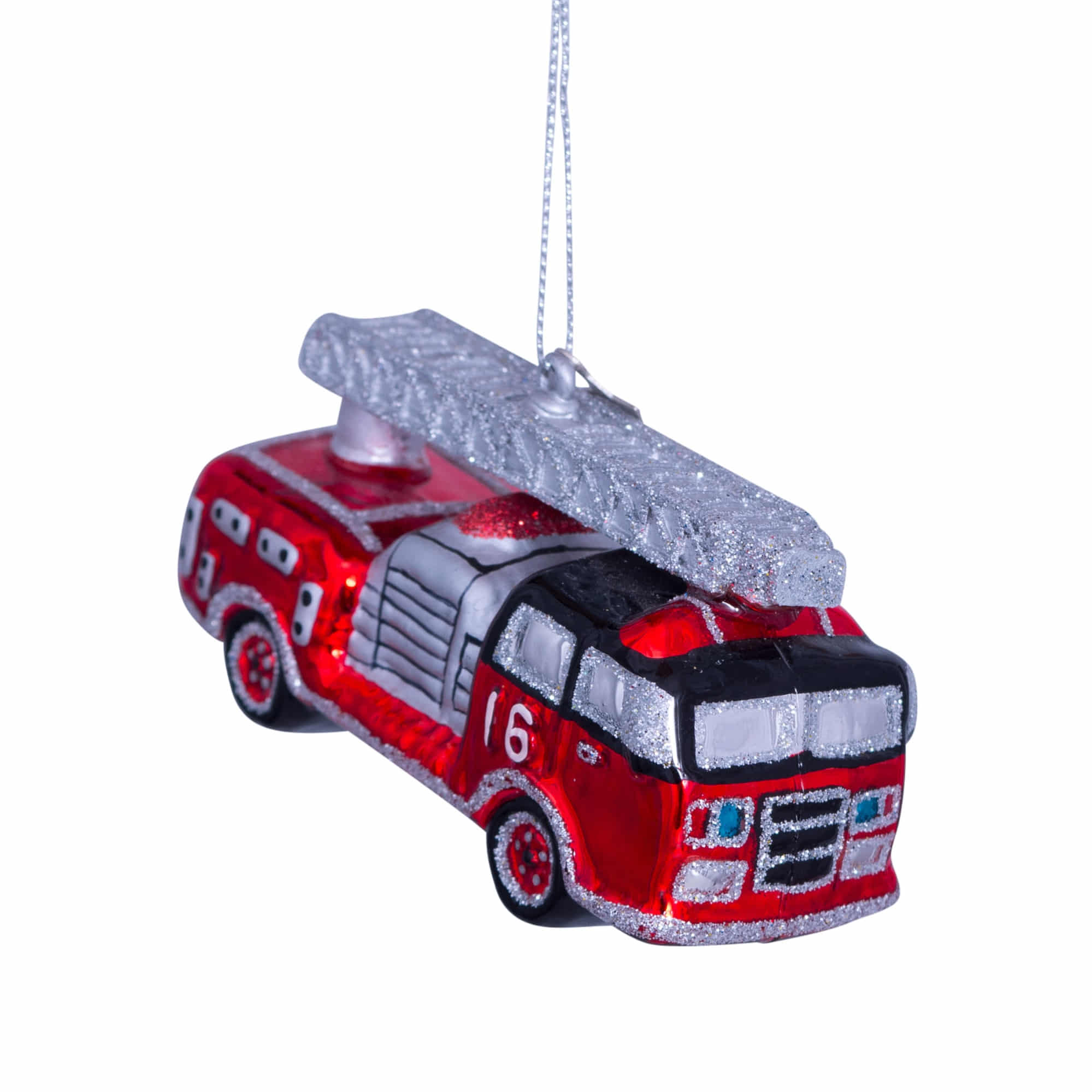 VONDELS Ornament Glass Red Silver Fire Truck