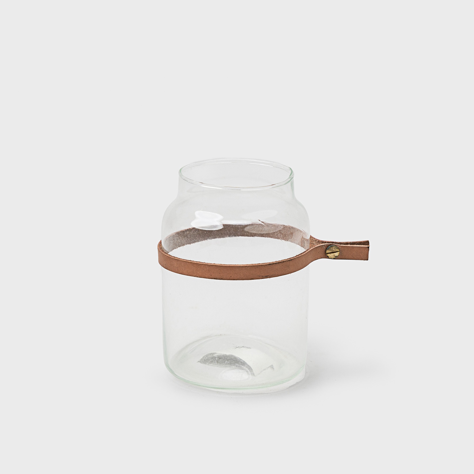 Hübsch Vase w/ leather ribbon, glass, L