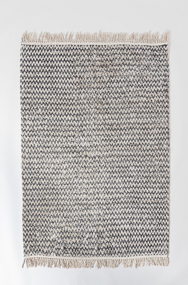 HUBSCH Rug, woven, cotton, white/grey