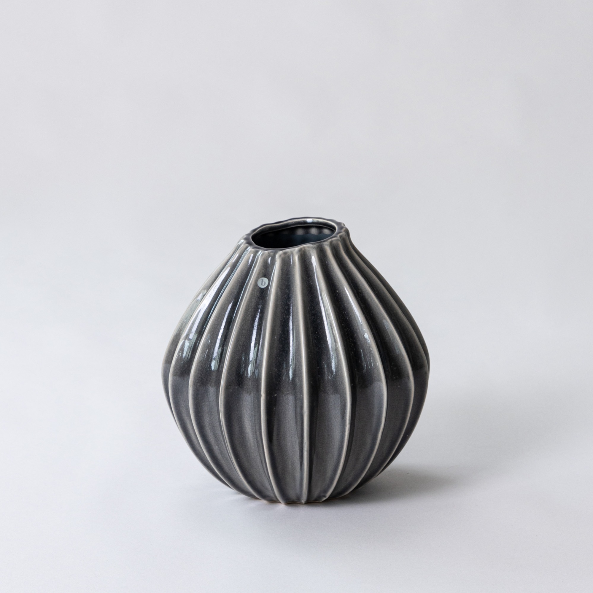 Broste Vase Wide Ceramic - Navy M