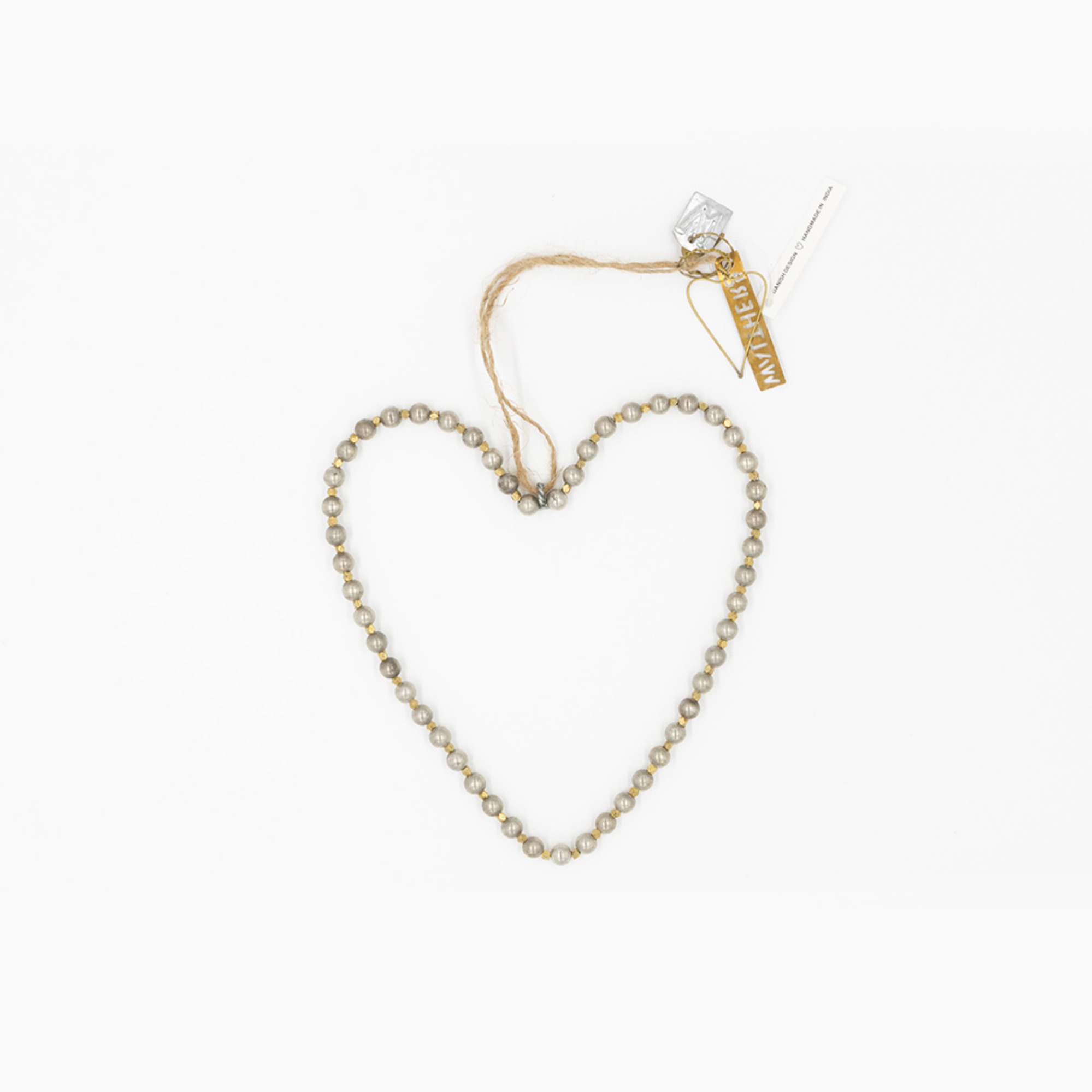 WALTHER&amp;CO Hanging Heart, With Silver / Brass Pearls 18cm