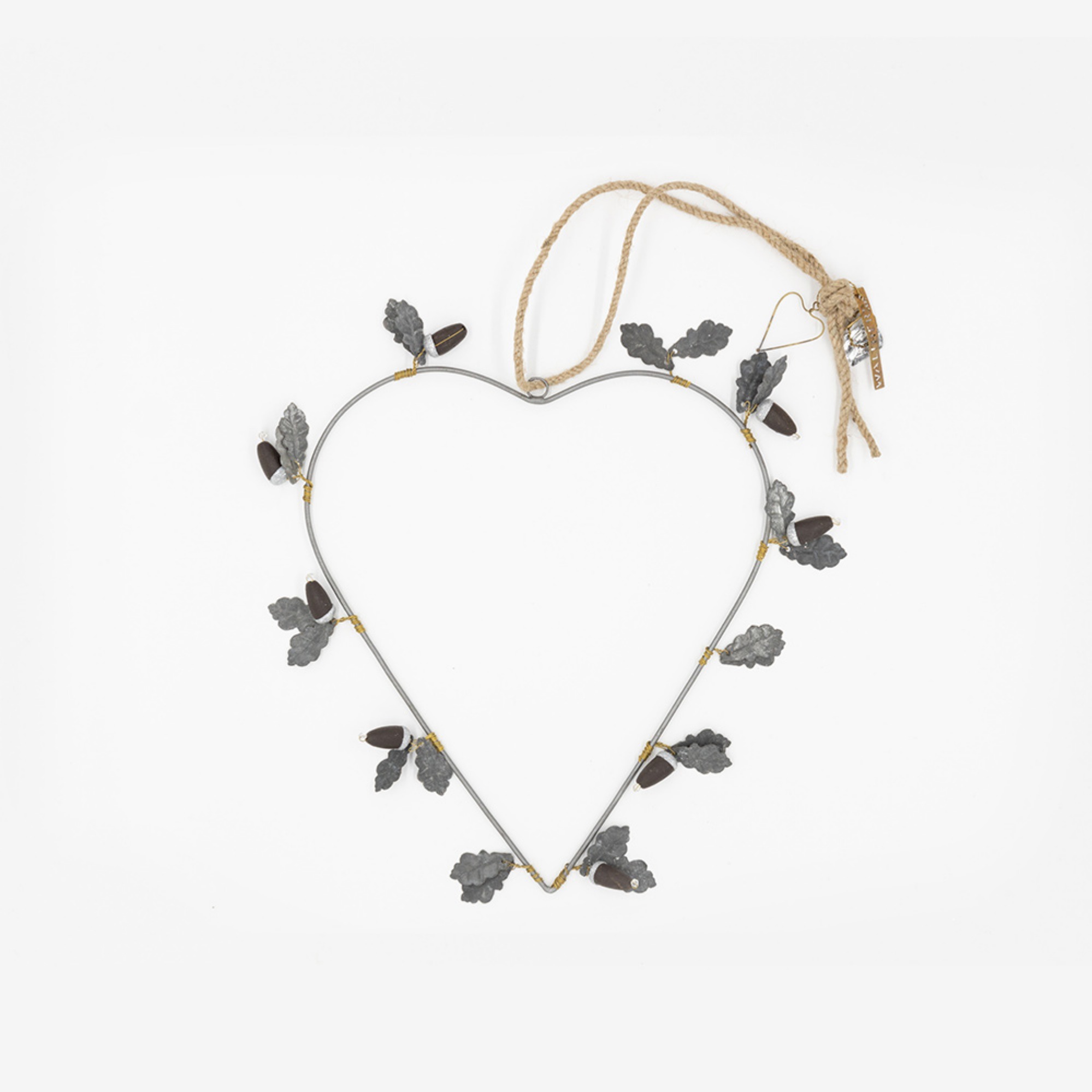 WALTHER&amp;CO Hanging Heart, Wire-Heart With Acorns 30cm