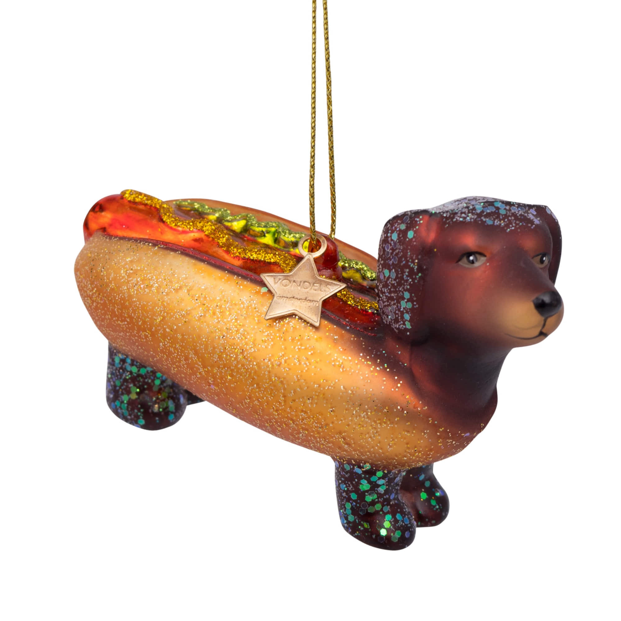 VONDELS Ornament Glass Hotdog Dachshund