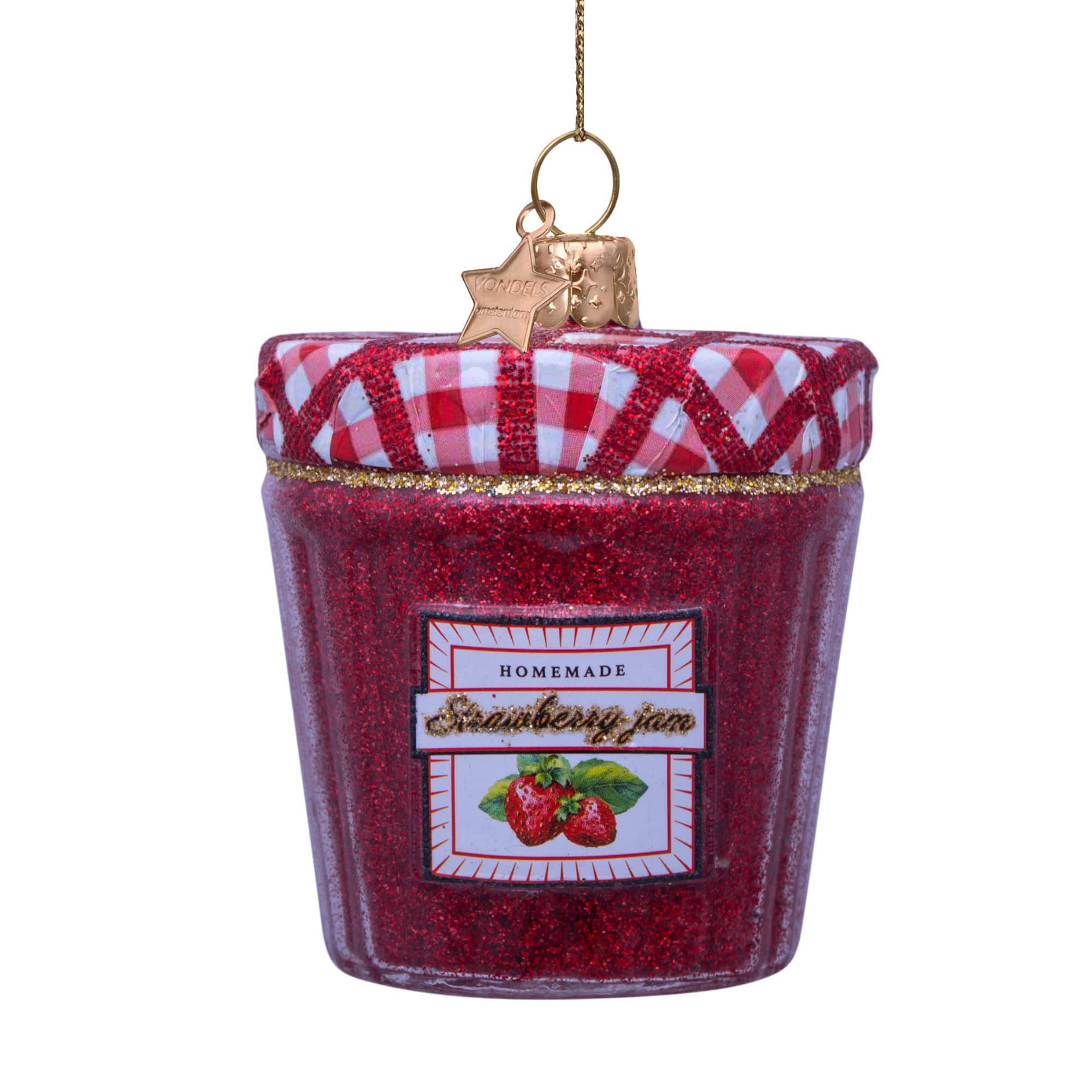 VONDELS Ornament Glass Red Strawberry Jam Jar