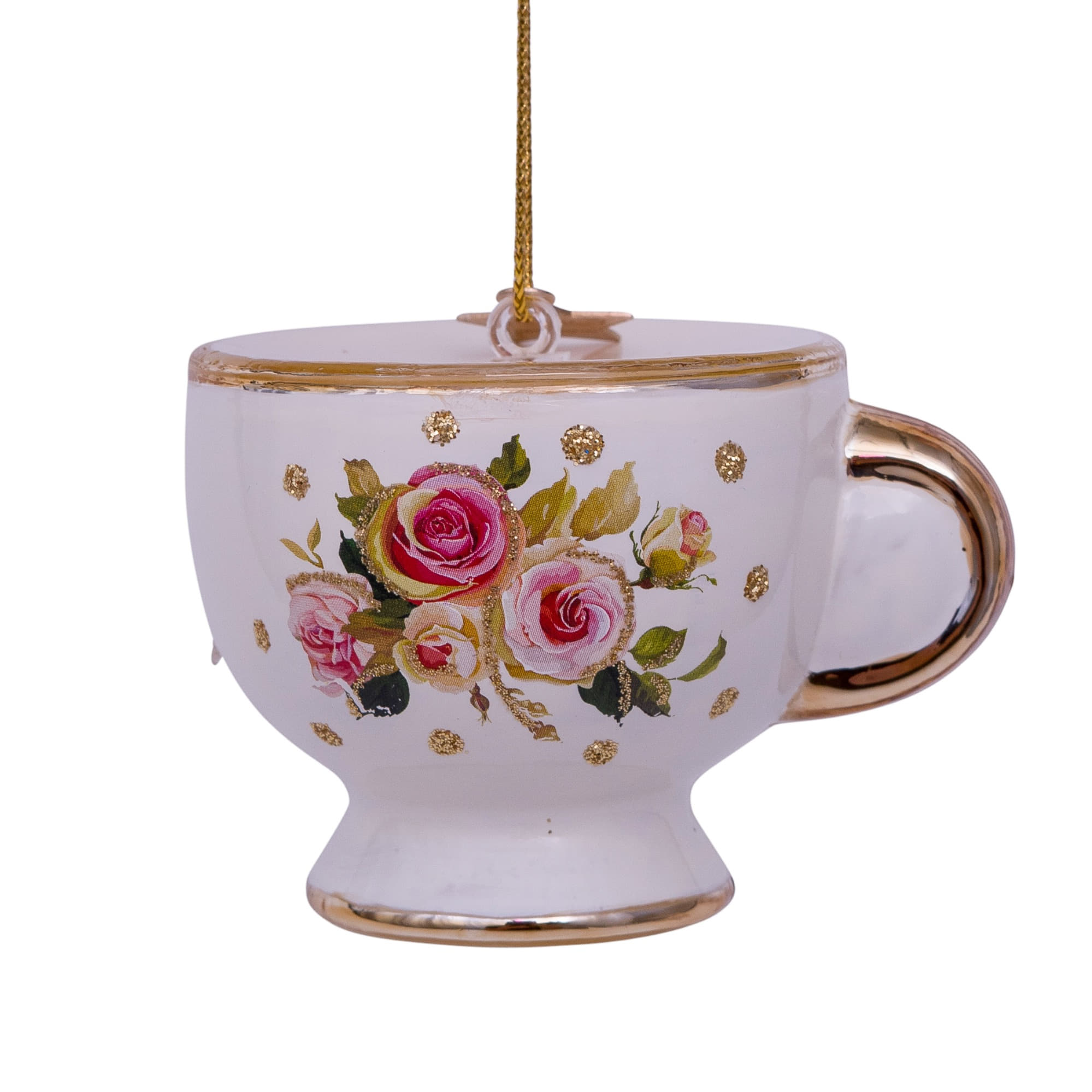 VONDELS Ornament Glass White Tea Cup with Flower Print