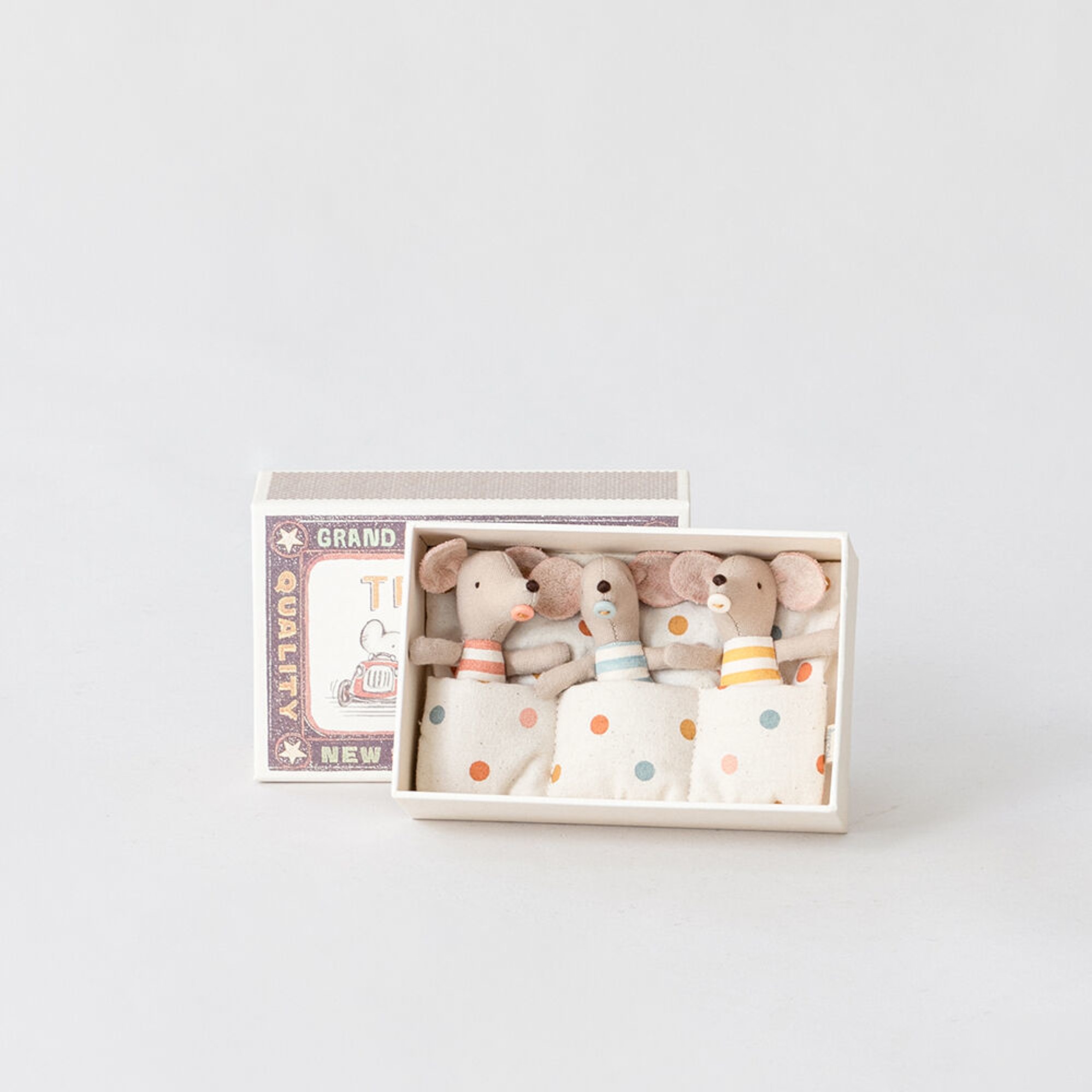 Maileg Triplets, Baby Mice In Matchbox