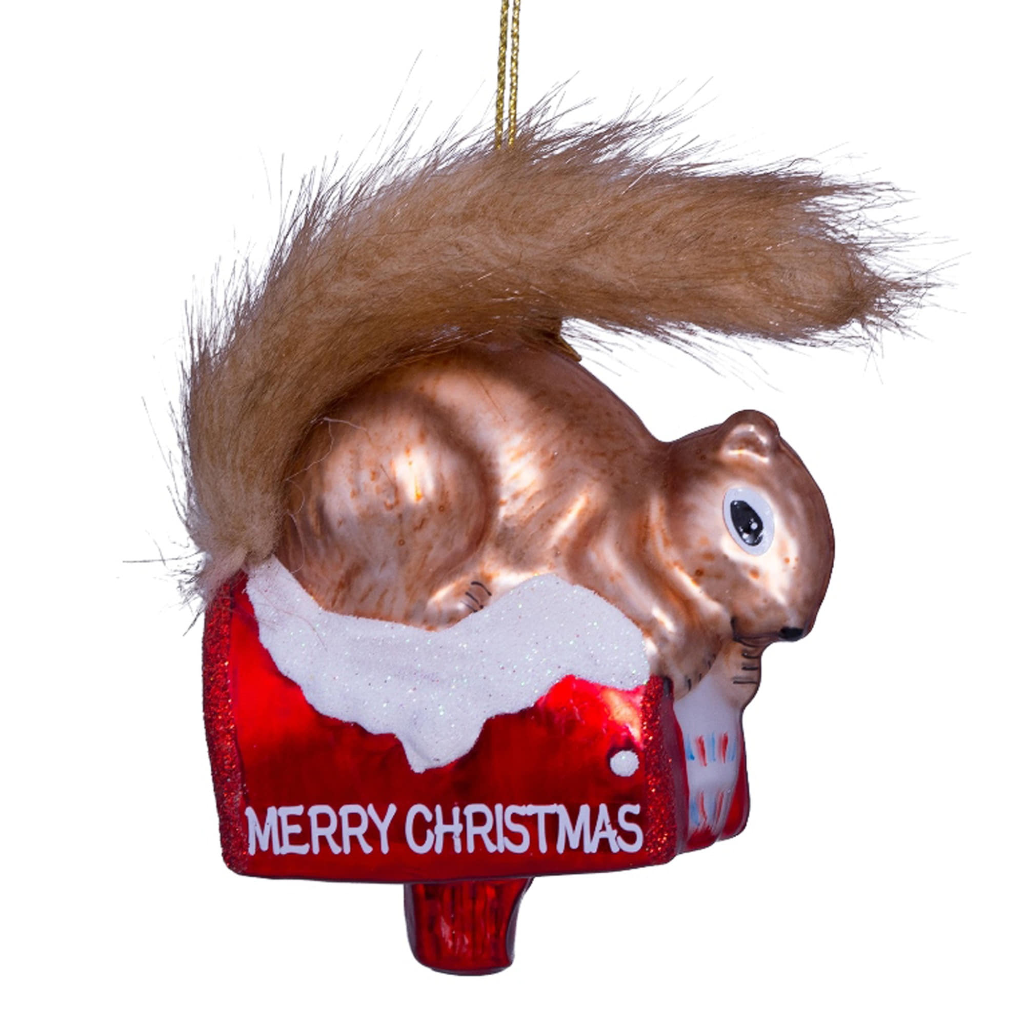 VONDELS Ornament Glass Brown Squirrel on Mailbox