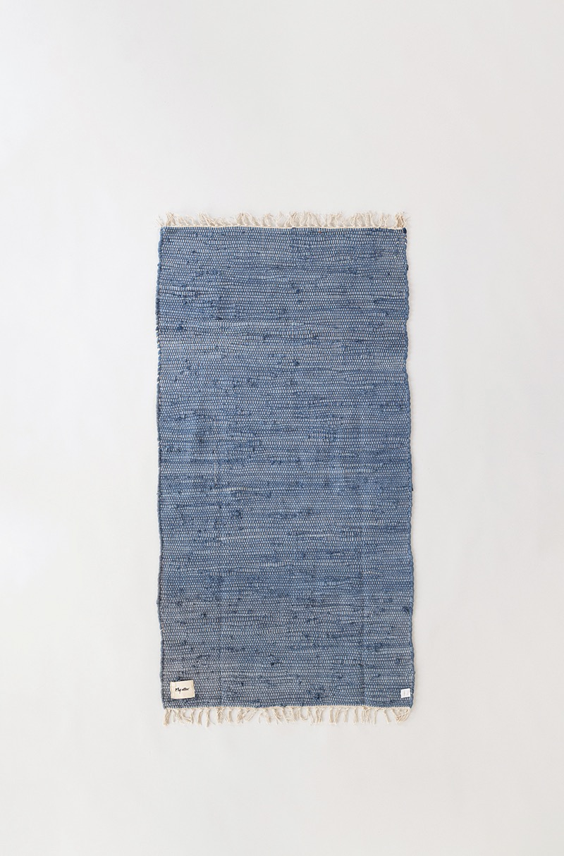 MYALLEE Cotton chindi blue rug